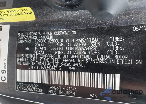 2012 Toyota 4Runner Limited из США, поврежденный, VIN JTEZU5JR3C5044213